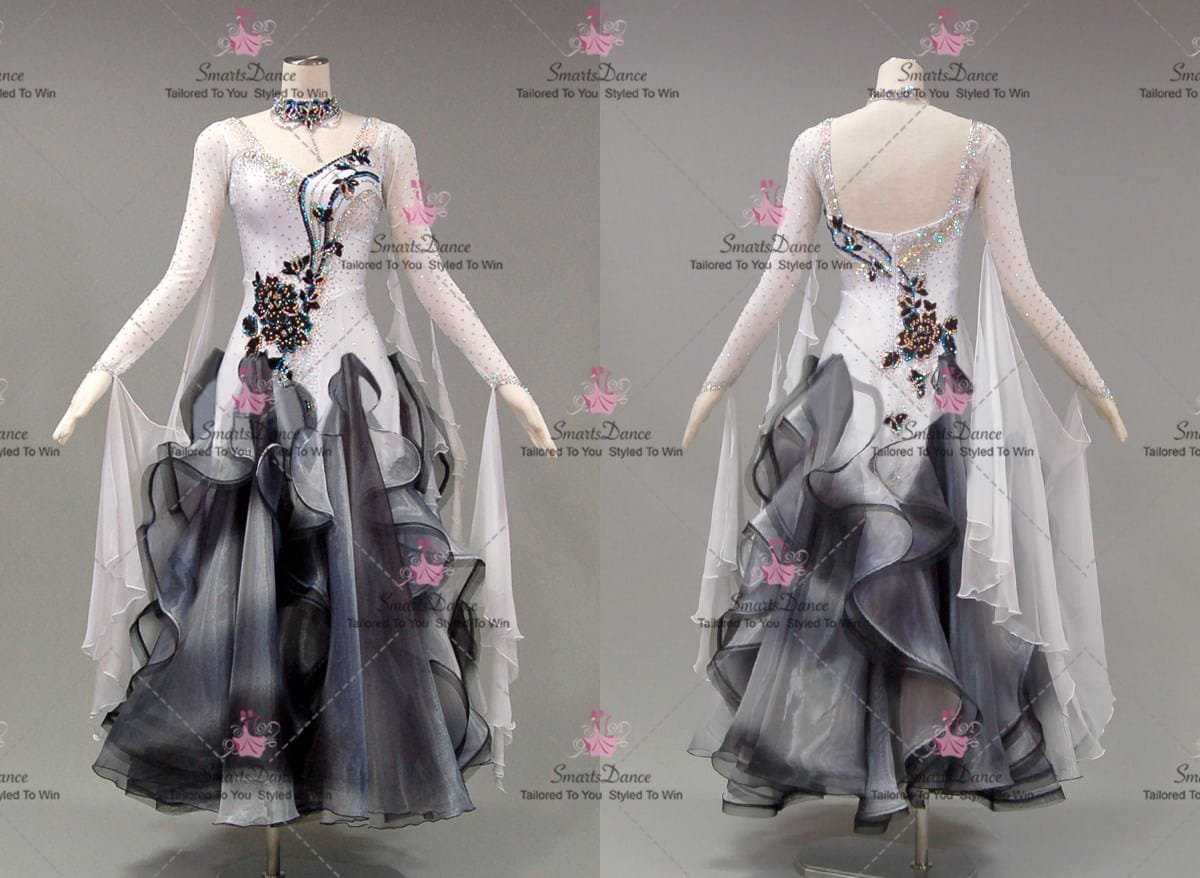 DANCE QUEEN 948 Classic Black 3D Flowers Dance Ballroom Skirt