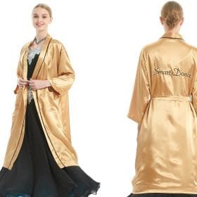 Gold Satin Dance Robe Dance Kimono Personalized Robe Costume Cover-Up