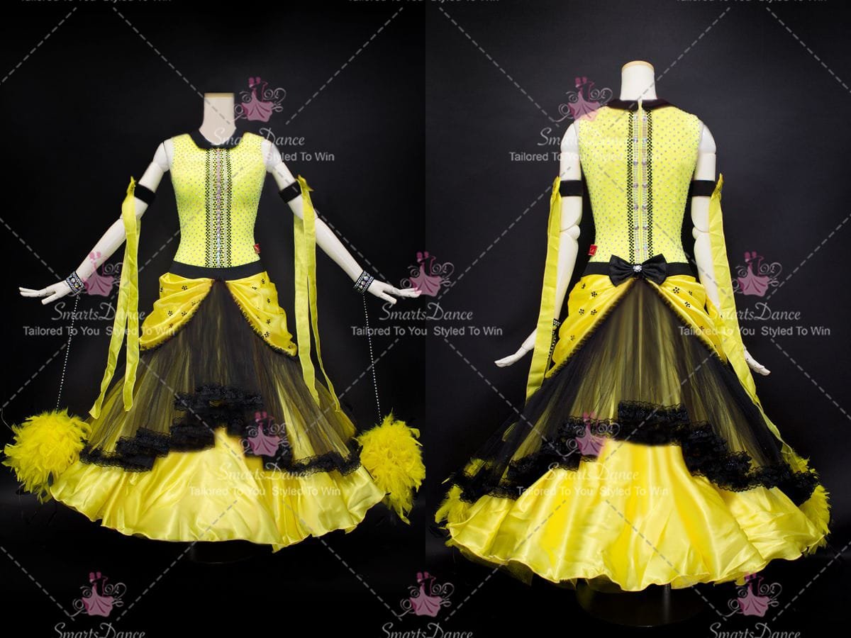 Yellow Harmony Ballroom Dance Dress Flower Outfits BD-SG3453